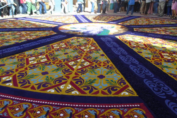 Festival of Sawdust Carpets for The Feast of Corpus Christi in Elche De La Sierra