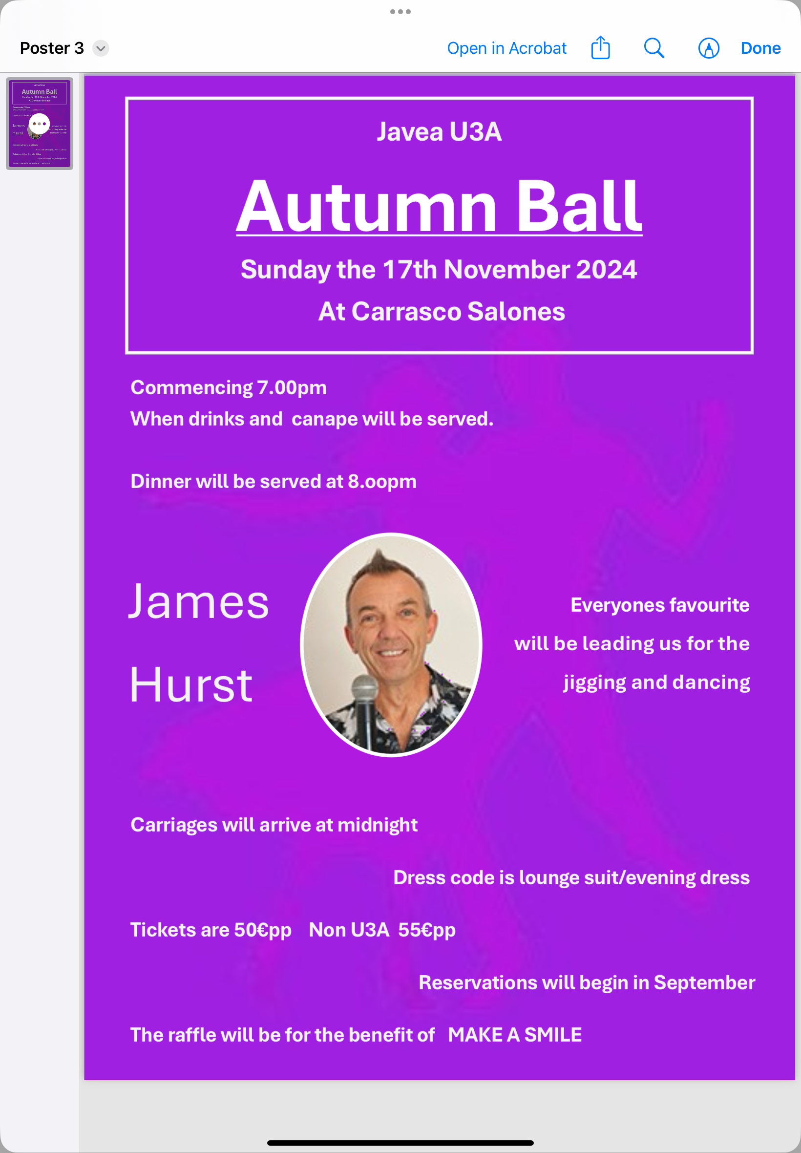 Save the Date! The U3A Jávea Autumn Ball is on 17th November