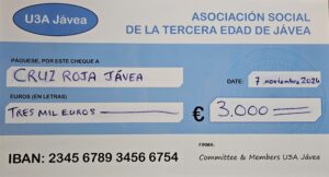 Thanks to your generosity, we have made a donation of €3,000 to Cruz Roja Jávea today