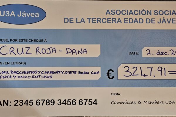 Thanks to your generosity, we have made another donation of €3,247.91 to Cruz Roja Jávea today