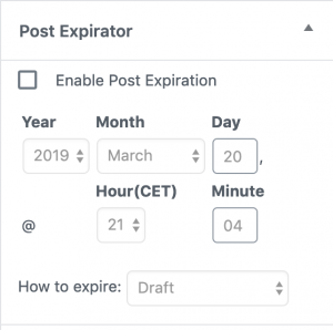 Enable Post or Event expiration